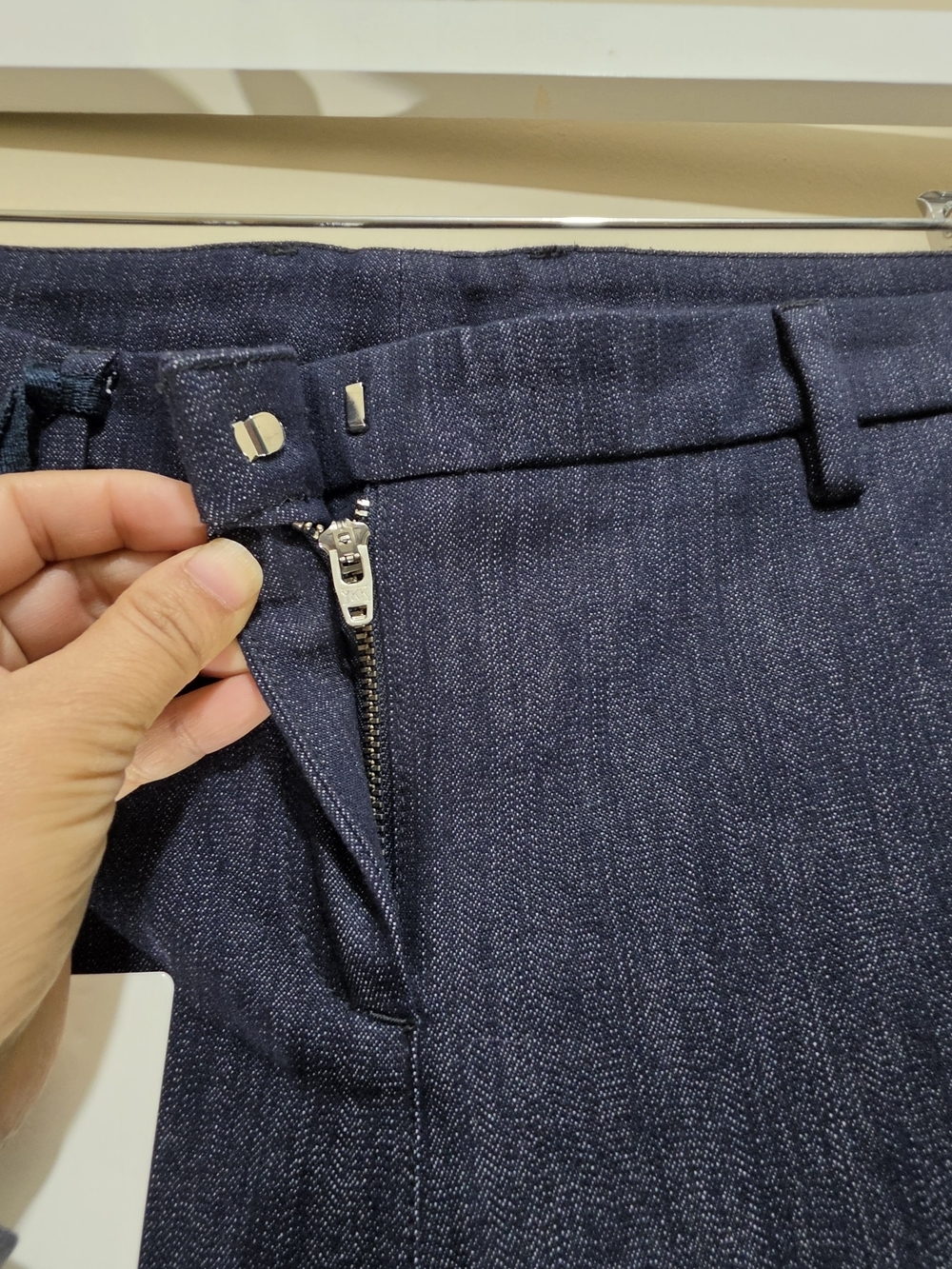 Moncler Women’s Tailored Pants Size 38EU Blue Waist 28 Slim Fit - Picture 7 of 15